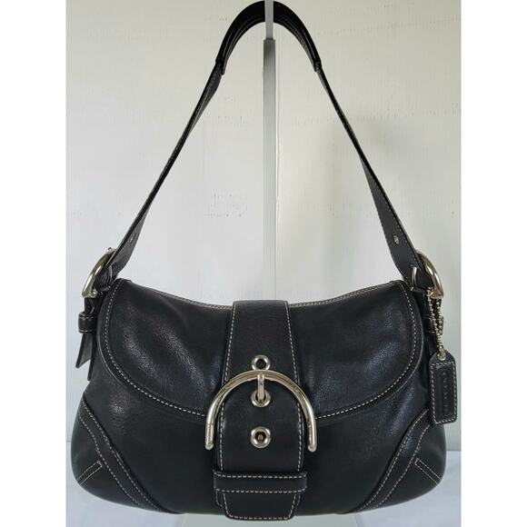 Vintage Coach(9247) Black Leather Soho Magnetic Buckle Flap Purse/Bag - Picture 1 of 14